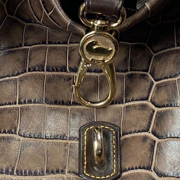 Dooney & Bourke Brown Florentine Croc Embossed Leather Logo Lock Shoulder Bag - Picture 4 of 14